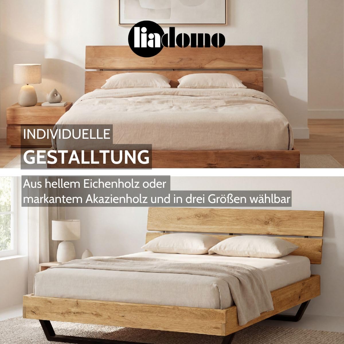 Bettgestell 180x200 cm, Bologna, Holz, Eiche