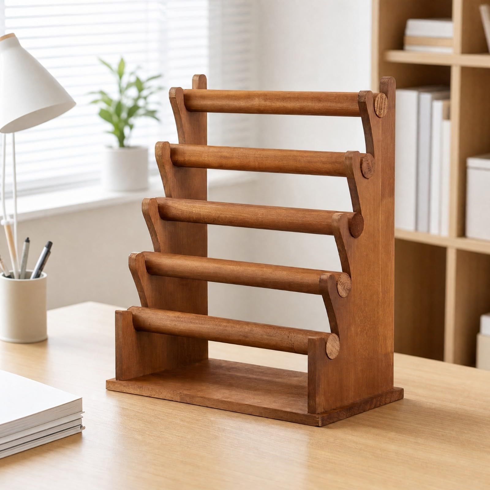 Préseoir à Bijx à Niveaux En Bois Massif Multicches Porte-s En Bois vert pr Coiffeuse, Marron