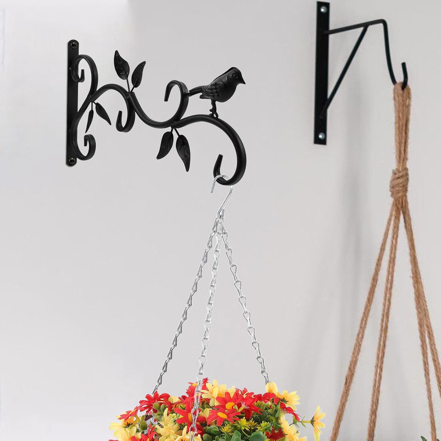 Wall Hanging Plant Hook and Basket Hanger Bracket for Outdoor Garden Planter, Bird Feeder, Lantern and Wind Chime – Metal Wall Mount Hook for Patio, Balcony, and Yard Décor,