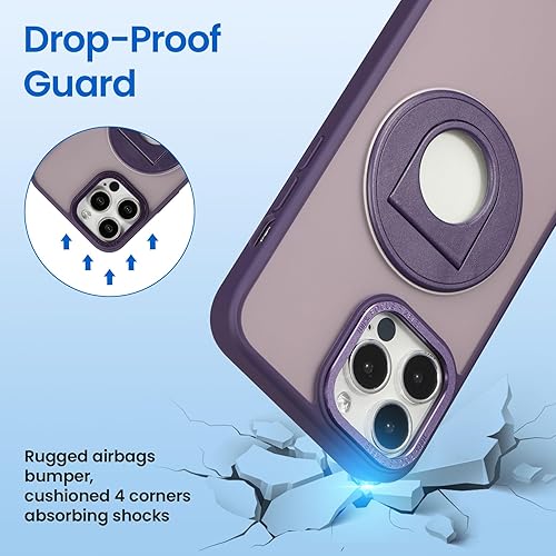Miniatura 6 de ZCDAYE Funda para iPhone 13 Pro Max con soporte, compatible con soporte giratorio invisible de carga inalámbrica, funda protectora translúcida de