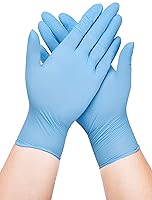 Vista 1 de Guantes desechables de nitrilo para examen, 3 mil, azul, guantes de nitrilo desechables, sin látex, guantes médicos, guantes de limpieza, guantes