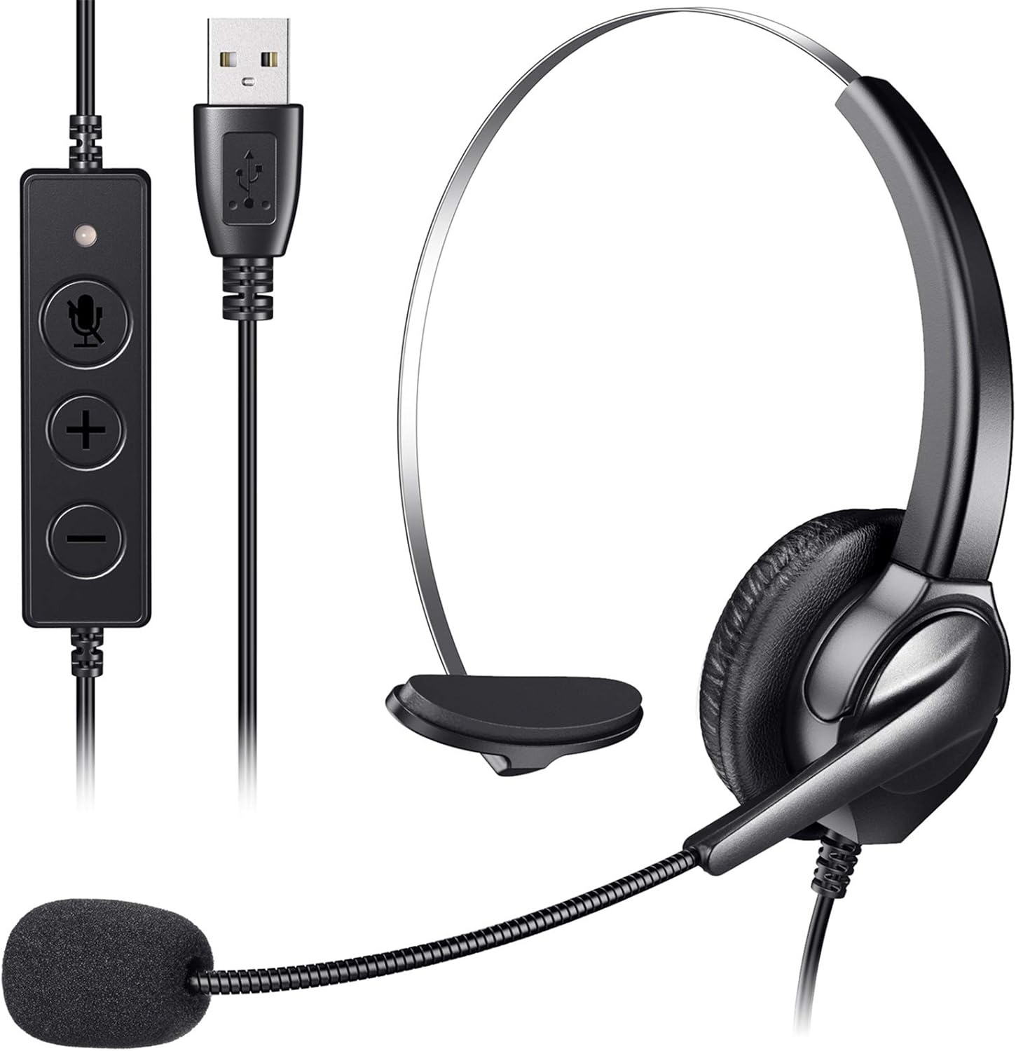 Ymenow USB PC Headset, Mono Leicht Computer Kopfhörer mit Noise