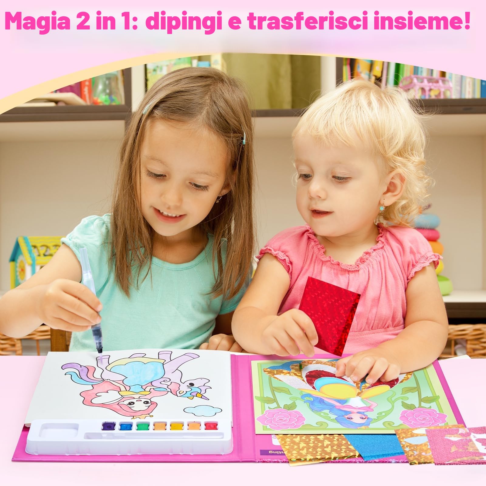 JoyCat Libri da colorare con acqua, Attività artistiche e creative, Arte senza disordine Principessa per bambini 4-8 anni, Kit e forniture creative, Attività fai-da-te, Regali per ragazze e ragazzi