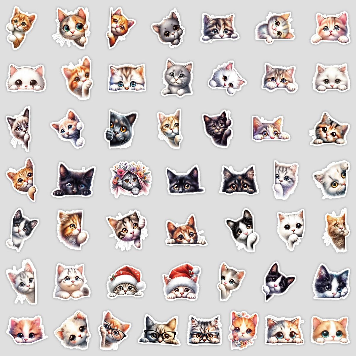 TUIOBUN 50PCS Cute Cat Stickers for Luggage,Bumper,Helmet,Guitar,Notebook,Phone,Scrapbook,Laptop,Animal Cartoon Waterproof Vinyl Sticker,Girls Teens Adults Decal,Aesthetic Kawaii Graffiti Decals - Image 4