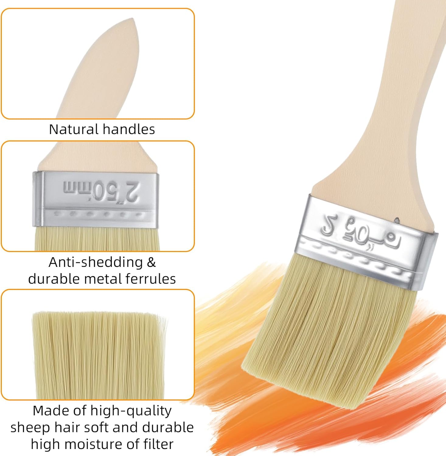 100 Pack 2 Inch Paint Brush Set, Bulk Bristle Chip Brushes, Paint Brushes for Painting Walls Furniture Wood, Brush for Art Painting Projects - Use for Varnish Glues Stains