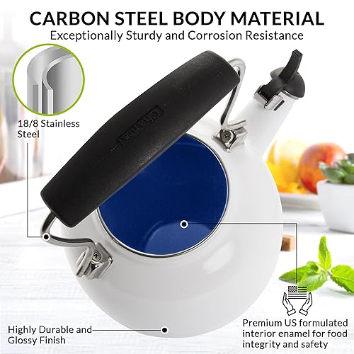 Chantal 1.8 QT Kettle, Oolong Series, Premium Enamel On Carbon Steel, Whistling