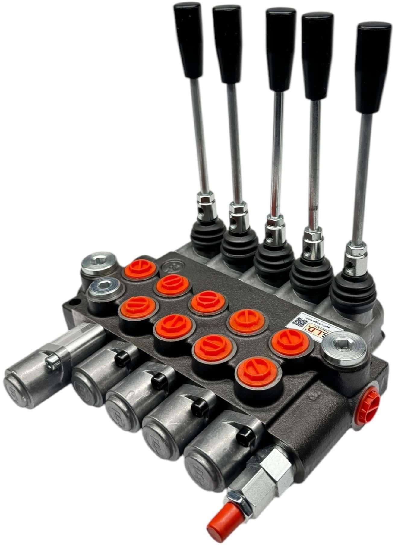 Distributore oleodinamico per trattore 5 leve - 4 doppio effetto + 1 semplice effetto con blocco in spinta 3/8" 45 Litri 300 bar