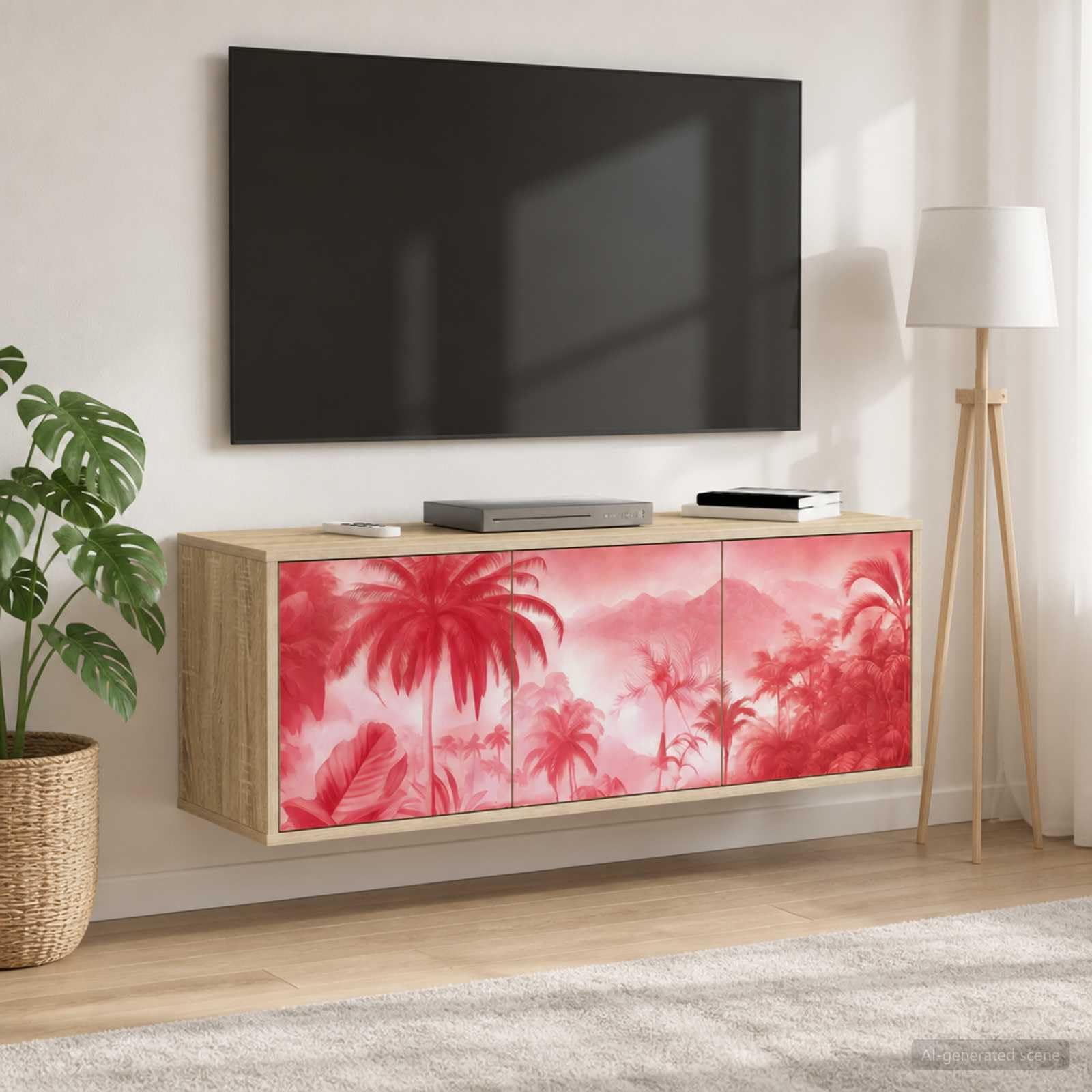 Lumanois Wandmontierter TV-Schrank Aachen 102 x 33 x 40 cm Sonoma-Eiche | mit Stauraum, platzsparend, geräumig, für das Wohnzimmer, belastbar bis 30 kg