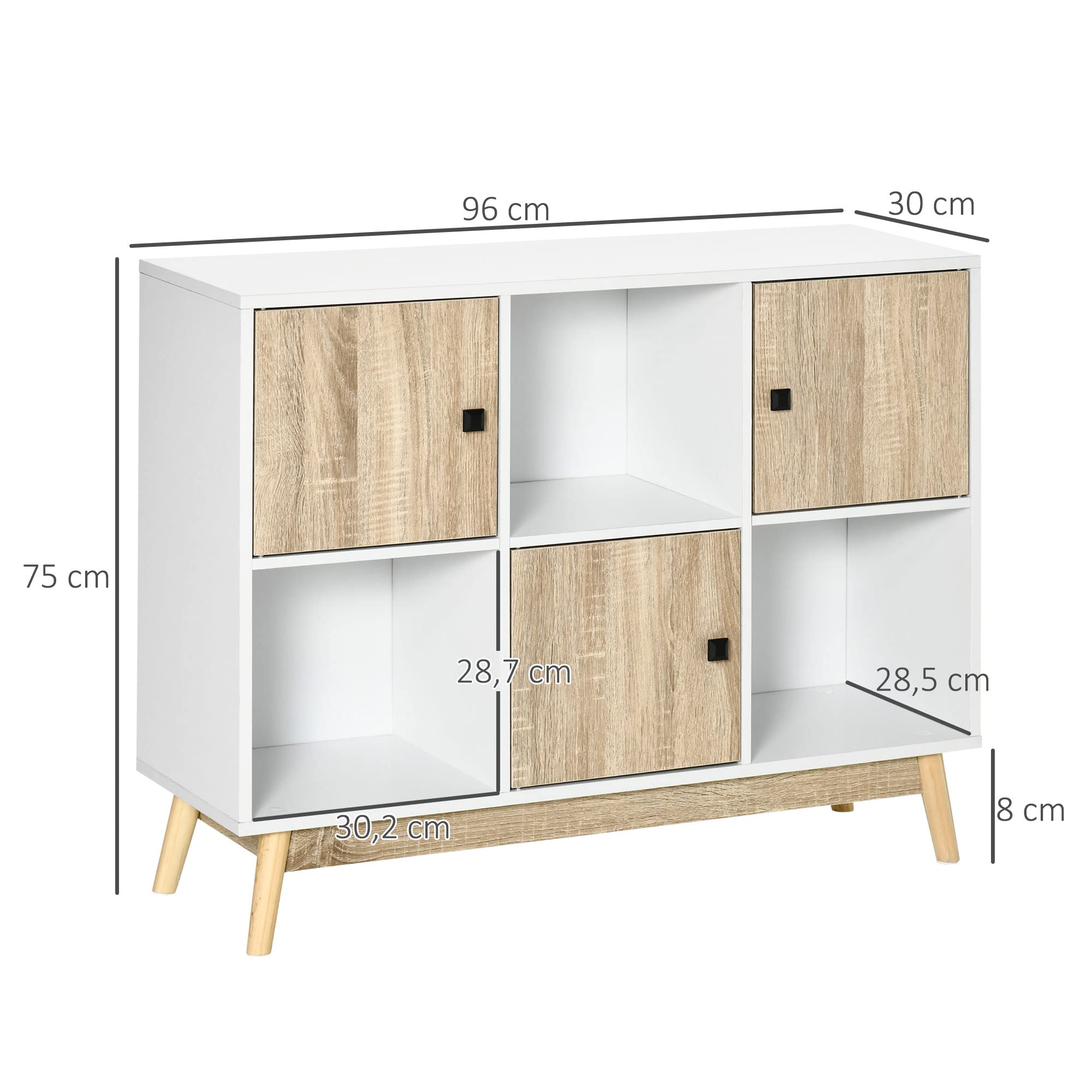 Buffet HOMCOM 3 Portes Avec Fermeture Amortie - 110 X 33 X 75 Cm, Blanc, étagères Réglables - Pour Salon, Salle à Manger