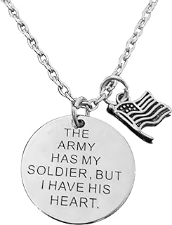 Art Attack United States Army Chain Necklace, American Flag Pendant Charm, Gift for Military Parent Girlfriend Boyfriend Brother Sister (Silver)