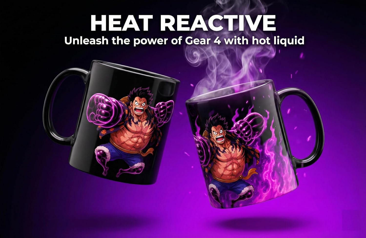 PUMPCAR 11 oz Heat Changing Mug luffy cup Coffee Mug for Anime Lovers Office Home Manga Pirate Gifts One Piece accessories hot and cold drinks