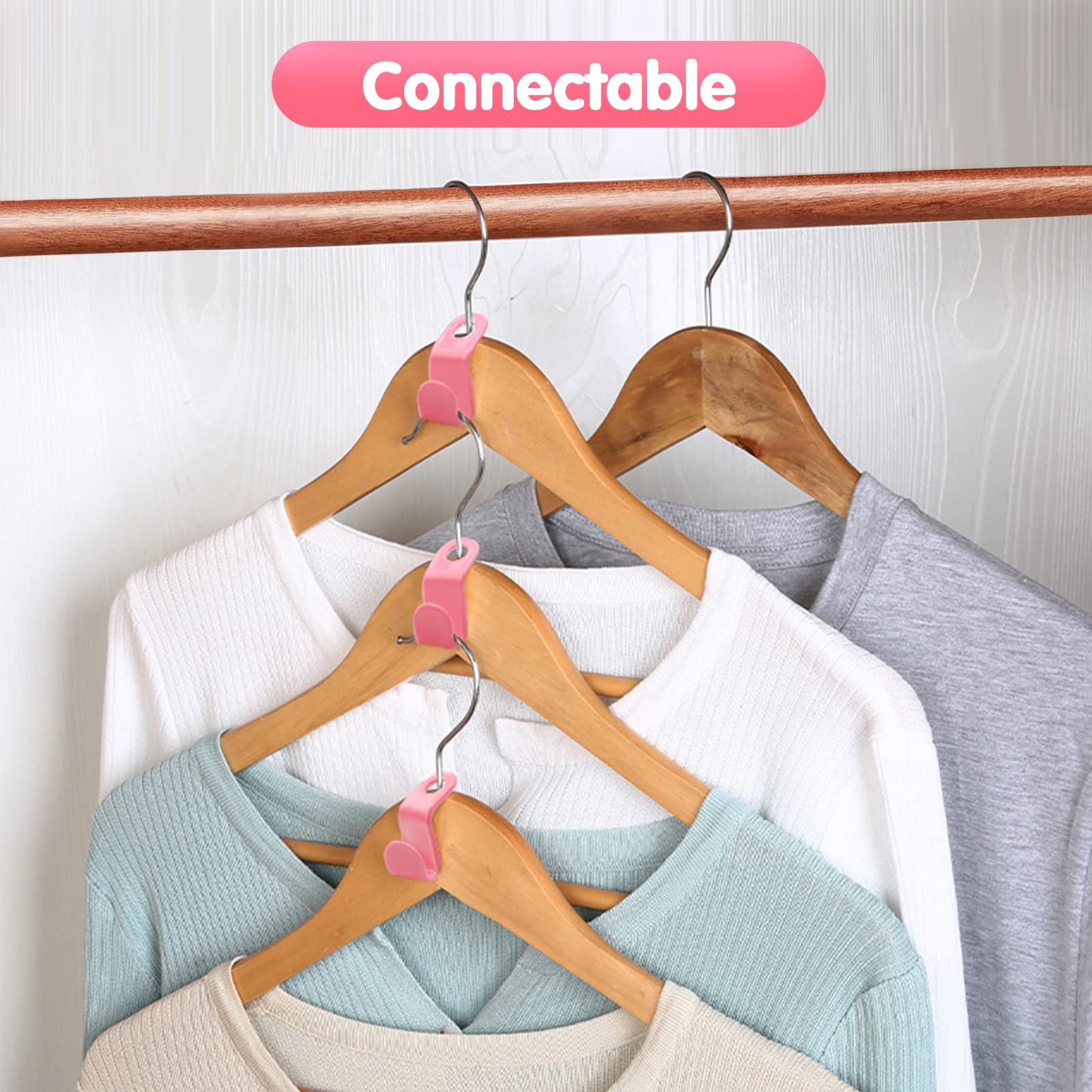 60 Ganci Connettori Per Appendini Multicolore, Kit Salvaspazio Per Armadio, Adatti A Grucce Standard Fino A 0,9 Cm, Rosa/Blu/Verde/Bianco