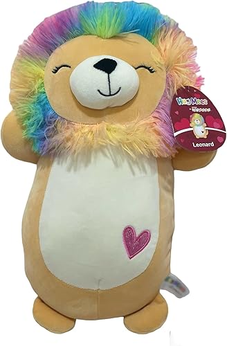 Squishmallows Original HugMees Leonard The Lion - Peluche de San Valentín de 14 pulgadas - Peluche oficial de Jazwares grande y ultrasuave