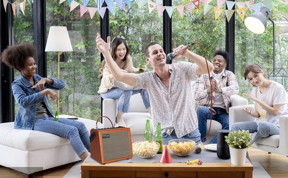 Coolmusic Professional Karaoke Machine with 1 Microphone, Portable Bluetooth Speaker with OTG Supports USB, AUX, Rec, TWS, Part for Adults/Children - Image 9