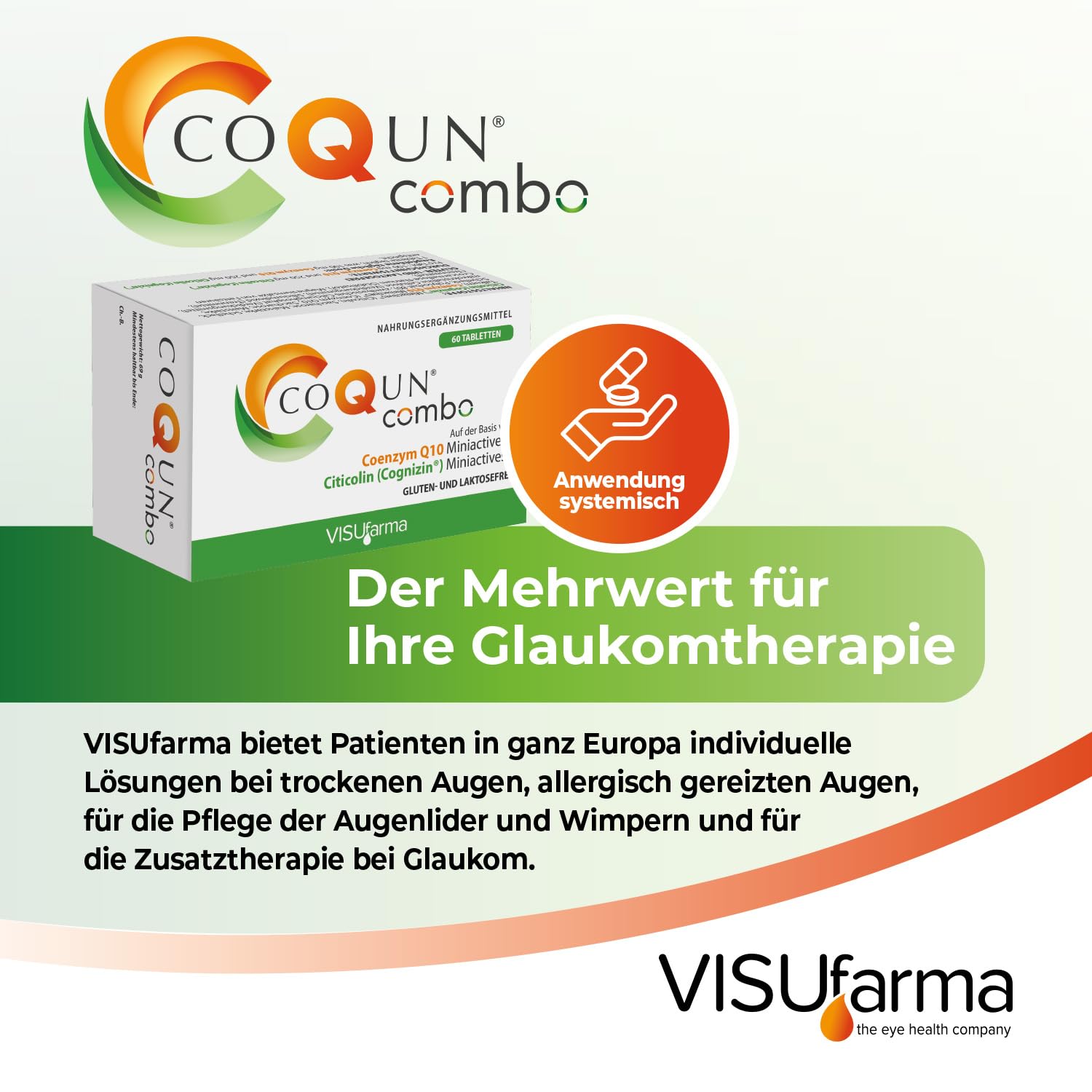 Combo – Coenzym Q10 & Citicolin für Sehnerv & Netzhaut | 60 Tabletten | einzigartige Wirkstoff-Kombination | Ergänzung zu einer bestehenden Glaukomtherapie