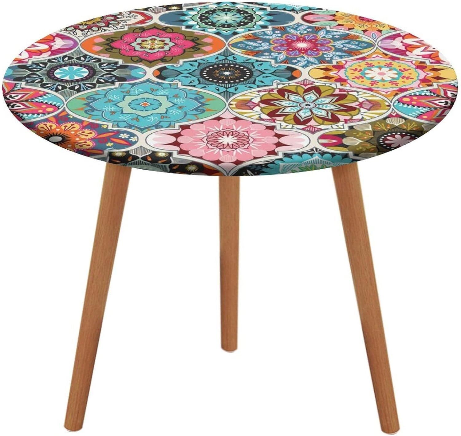 Nappe ronde bohème vintage élastique 40 pouces lavable en polyester