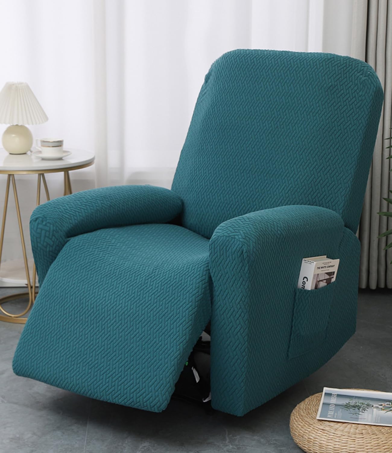 Sessel Überzug, Sesselbezuge Stretch mit Taschen, All-Inclusive,