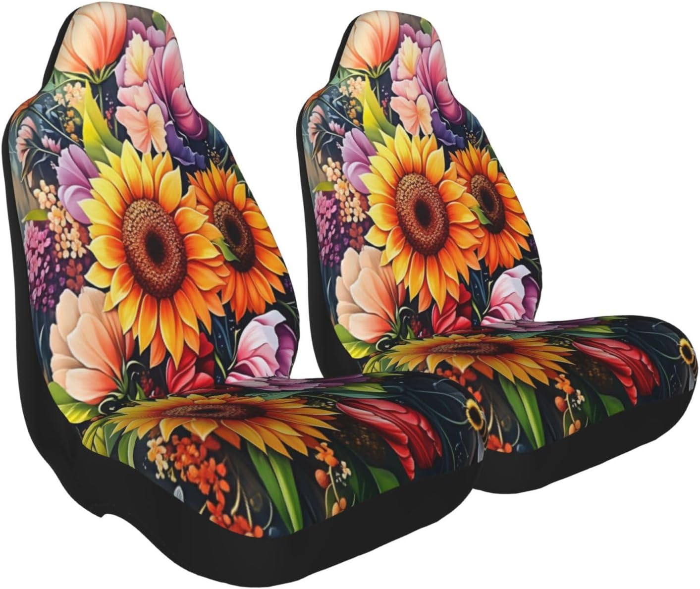 Sunflower Flower Bee Car Seat Covers Universal Auto Seat Cushion Protector Automotive Interior Decoration for Cars SUV Truck Sedan