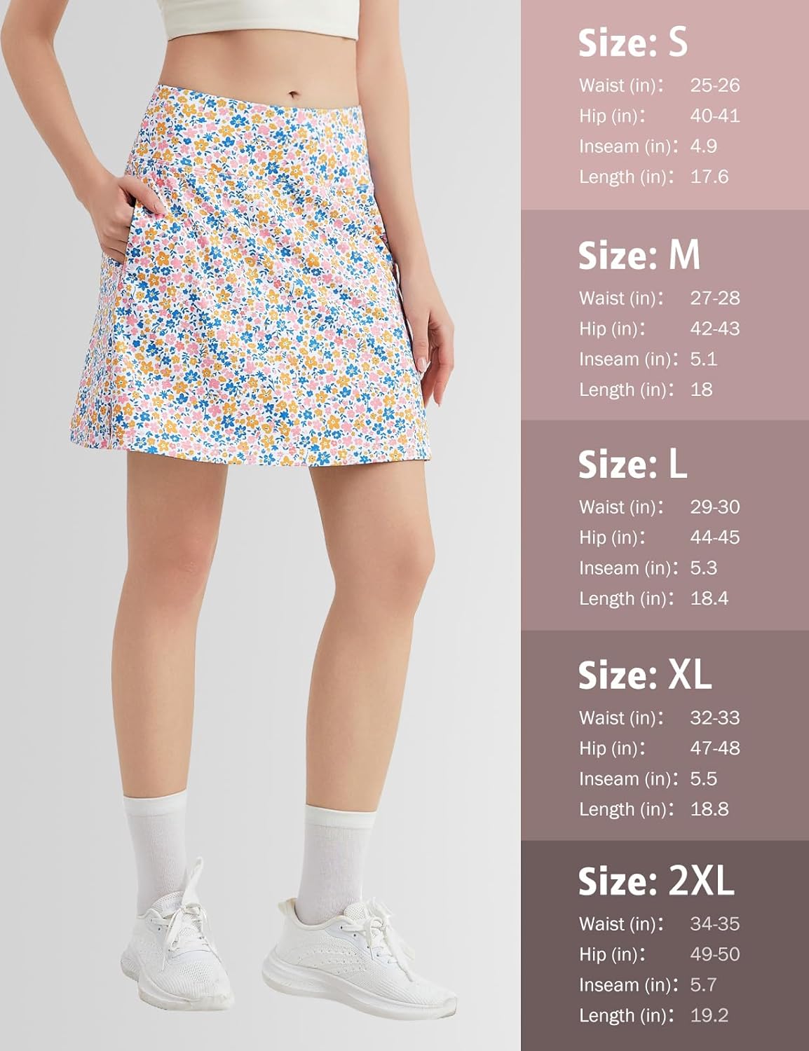 Skorts for Women with Pockets 18" Athletic Tennis Golf Workout Skorts Skirts Dressy Casual
