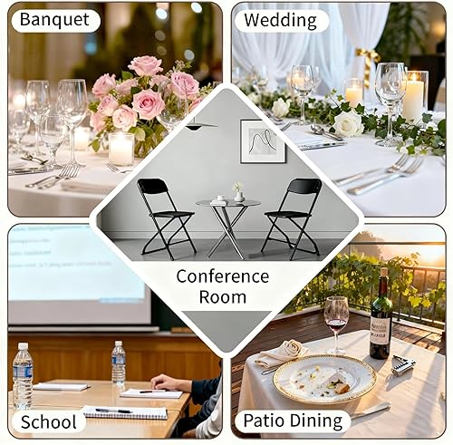 Miniatura 6 de Sillas plegables, sillas plegables de plástico de capacidad de 350 libras con marco de metal resistente y resistente, sillas portátiles para