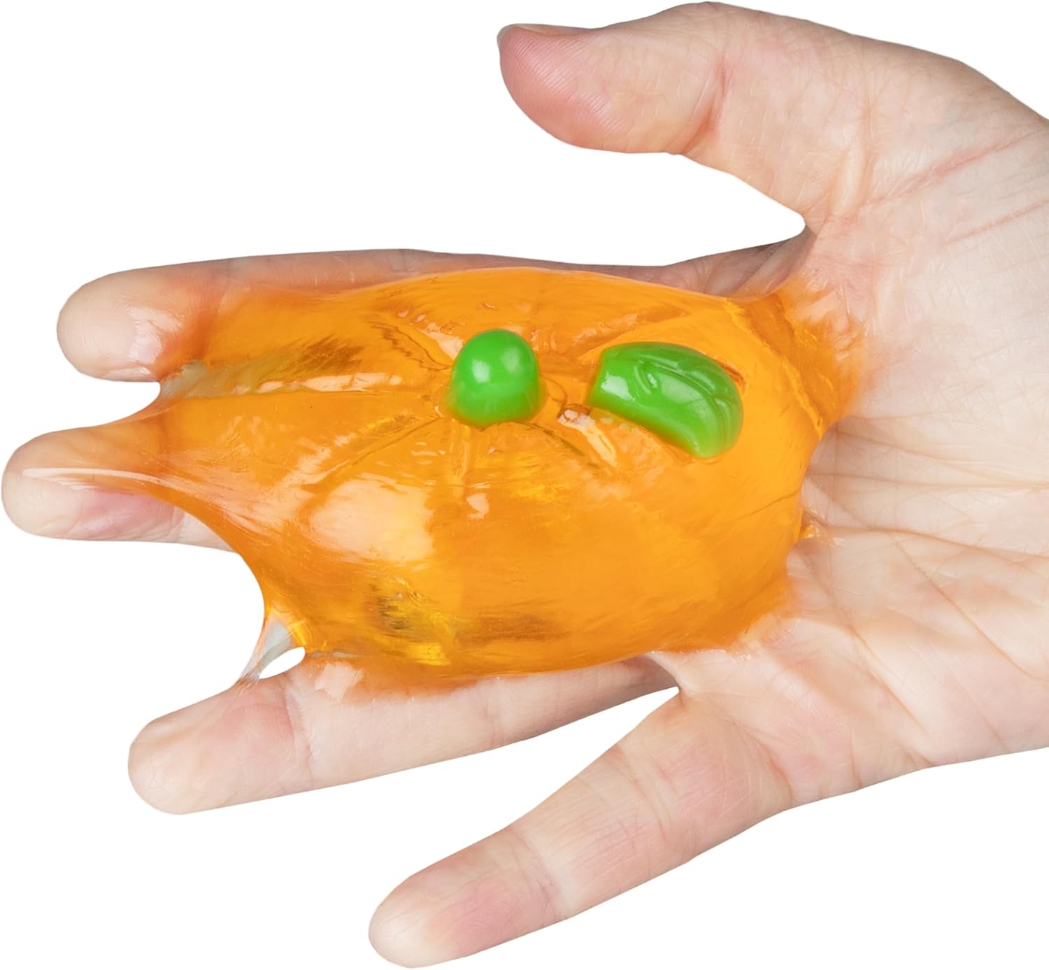 ORB Tabalicious TABA Squishy Orange Fun Fruit Toy - Cute, Sticky Fruit TABA Squishies with Transparent Realistic Color - Squishy Stress Ball Toys - Kawaii Sensory Fidget Toys for Kids and Adults