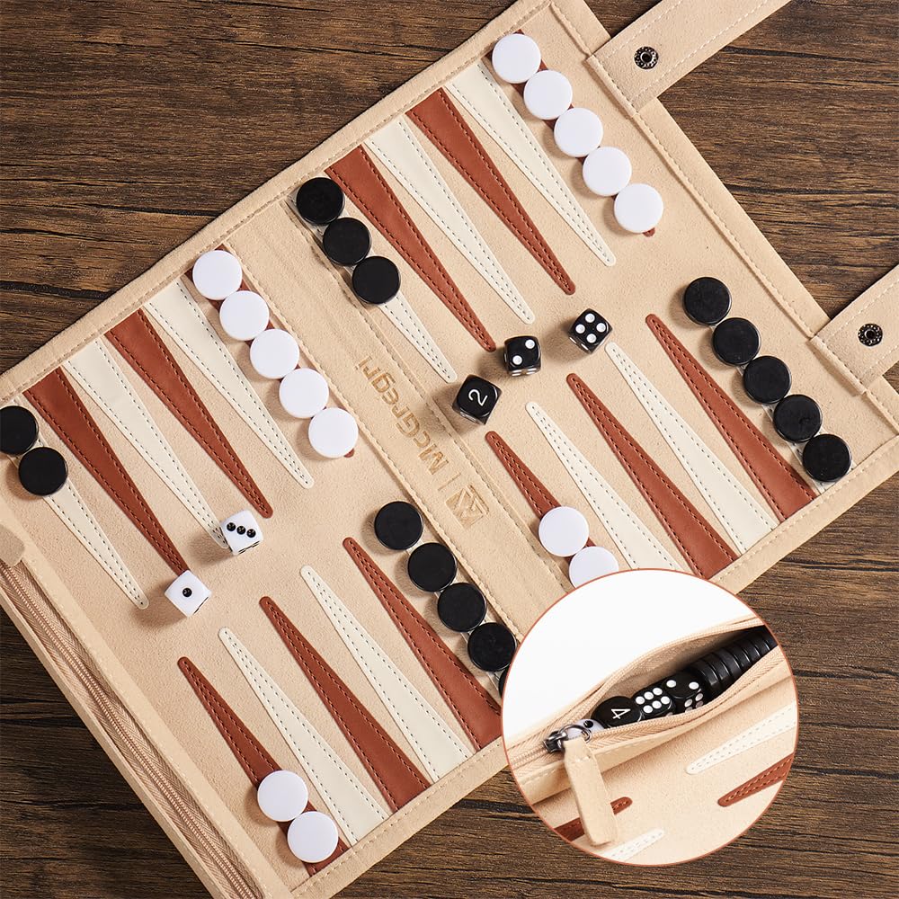 Juego de backgammon de viaje, juego de mesa de cuero enrollable