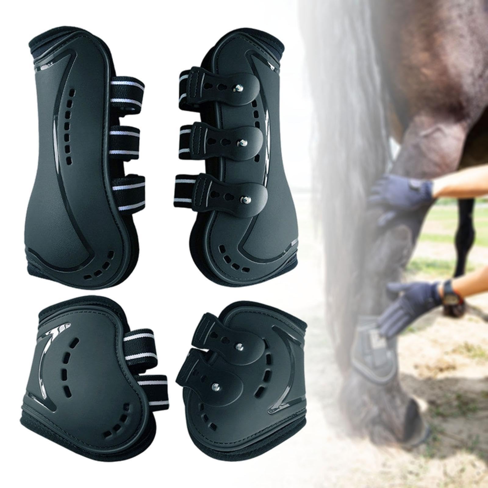 4 Piezas Botas para Caballo Protectores de Piernas Gears de Neopreno Material Resistente a Desgaste Accesorio Ecuestre Adecuado para Práctica Entrenam