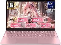 Vista 1 de 15.6“ Rose Gold Laptop with Backlit Keyboard and Fingerprint Reader,16GB RAM 512GB NVMe SSD,Webcam,WiFi 5,BT 4.2,HDMI,USB,Cheap Laptops Computer for