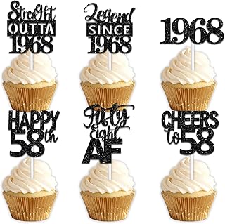 18pcs Black Glitter Dessert Cupcake Pick for Straight Outta 1968 Legend ...