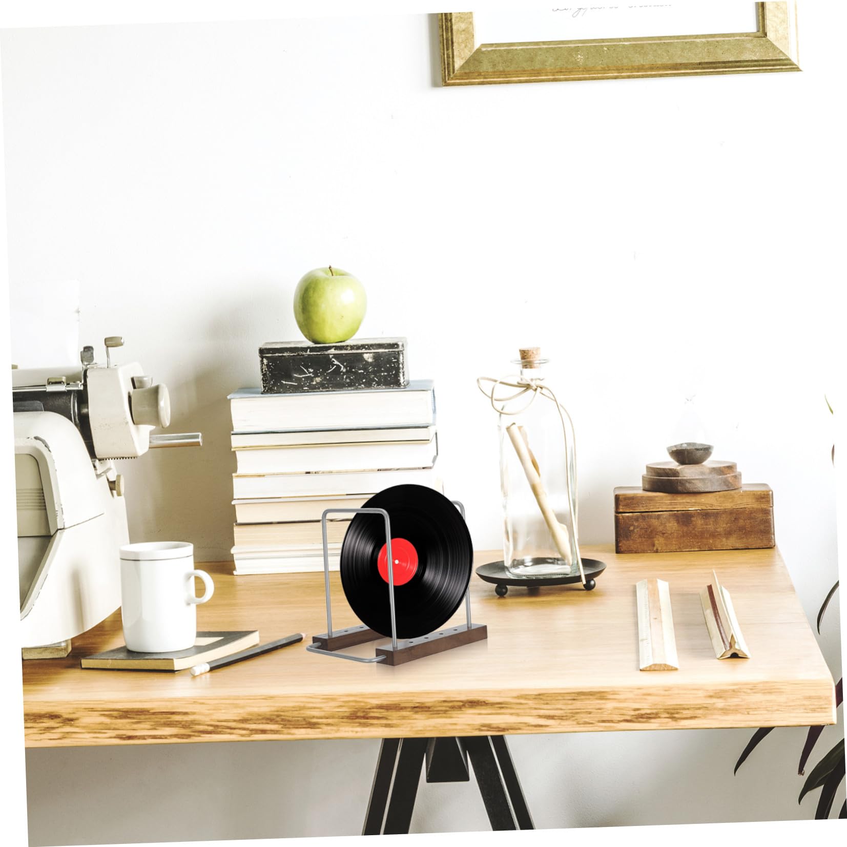 Espositore per Dischi in Vinile e CD in Legno Scaffale Retrò per Appartamenti e Piccole Stanze