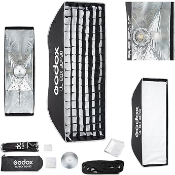 Godox Quick Release Softbox 30 x 90 cm Rectangular Umbrella Softbox with Bowens Connector Removable Front & Inner Diffusers Honeycomb Grid & Diffuser Plate for Photography Live Streaming & Portrait