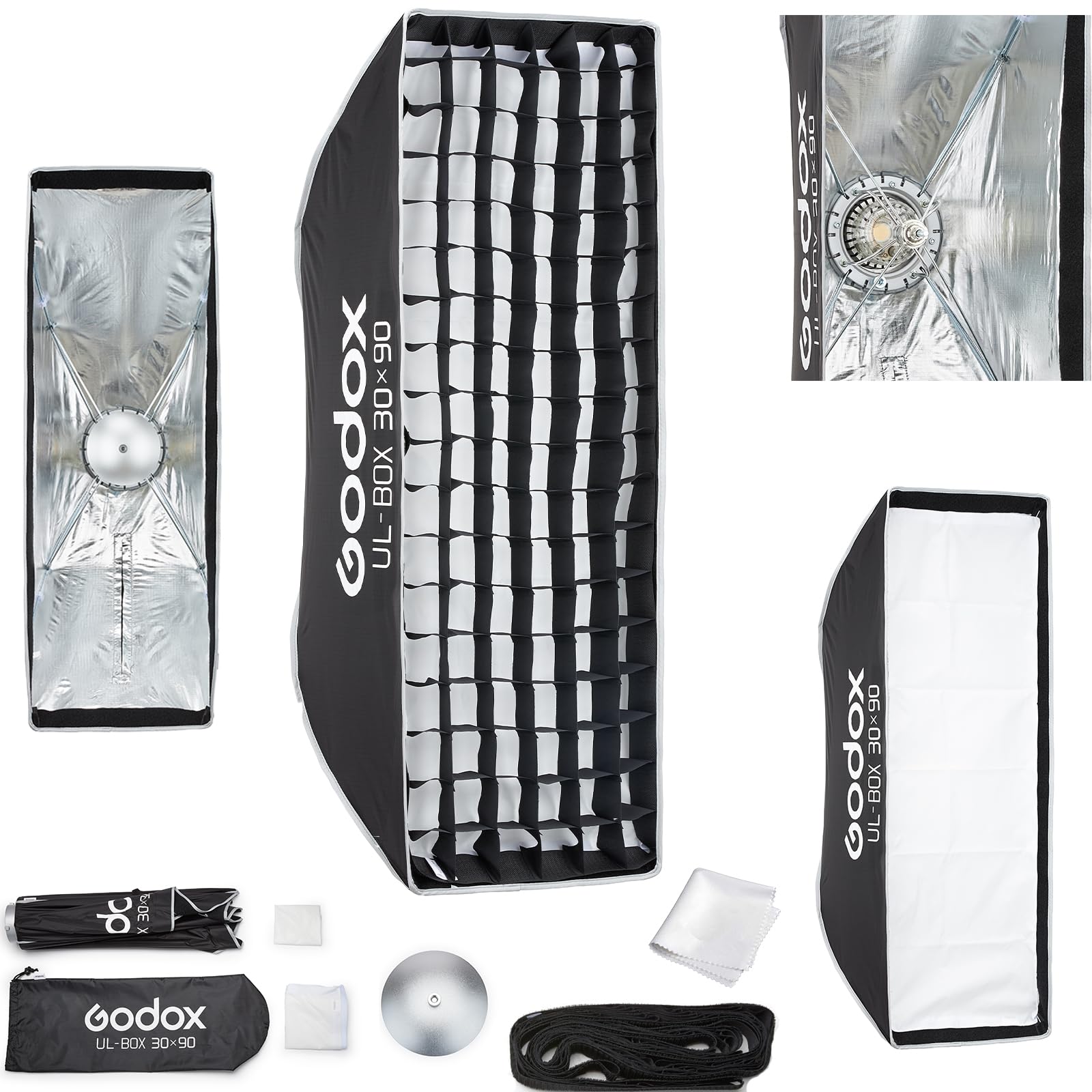 Godox Godox UL-BOX-30 x 90 Boîte à lumière parapluie à dégagement rapide, support Bowens avec diffuseurs avant et intérieurs amovibles pour photographie, diffusion en direct, portrait de localisation