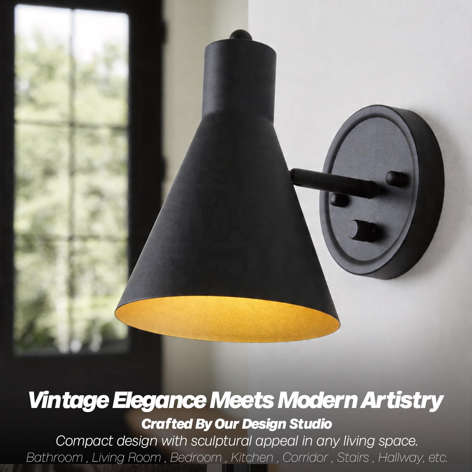 Teqinchy Wall Sconces Black Wall Sconce with Switch Bathroom