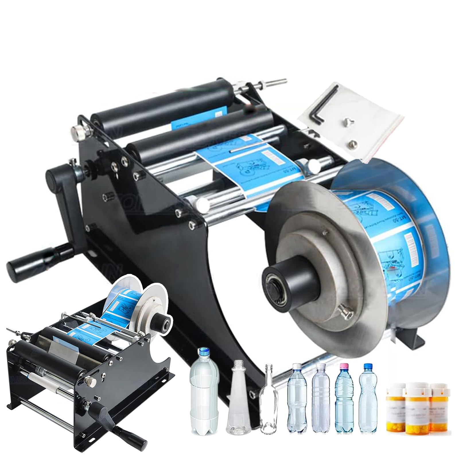 Machine d'étiquetage bouteilles rondes et applicateur manuel 15-150mm