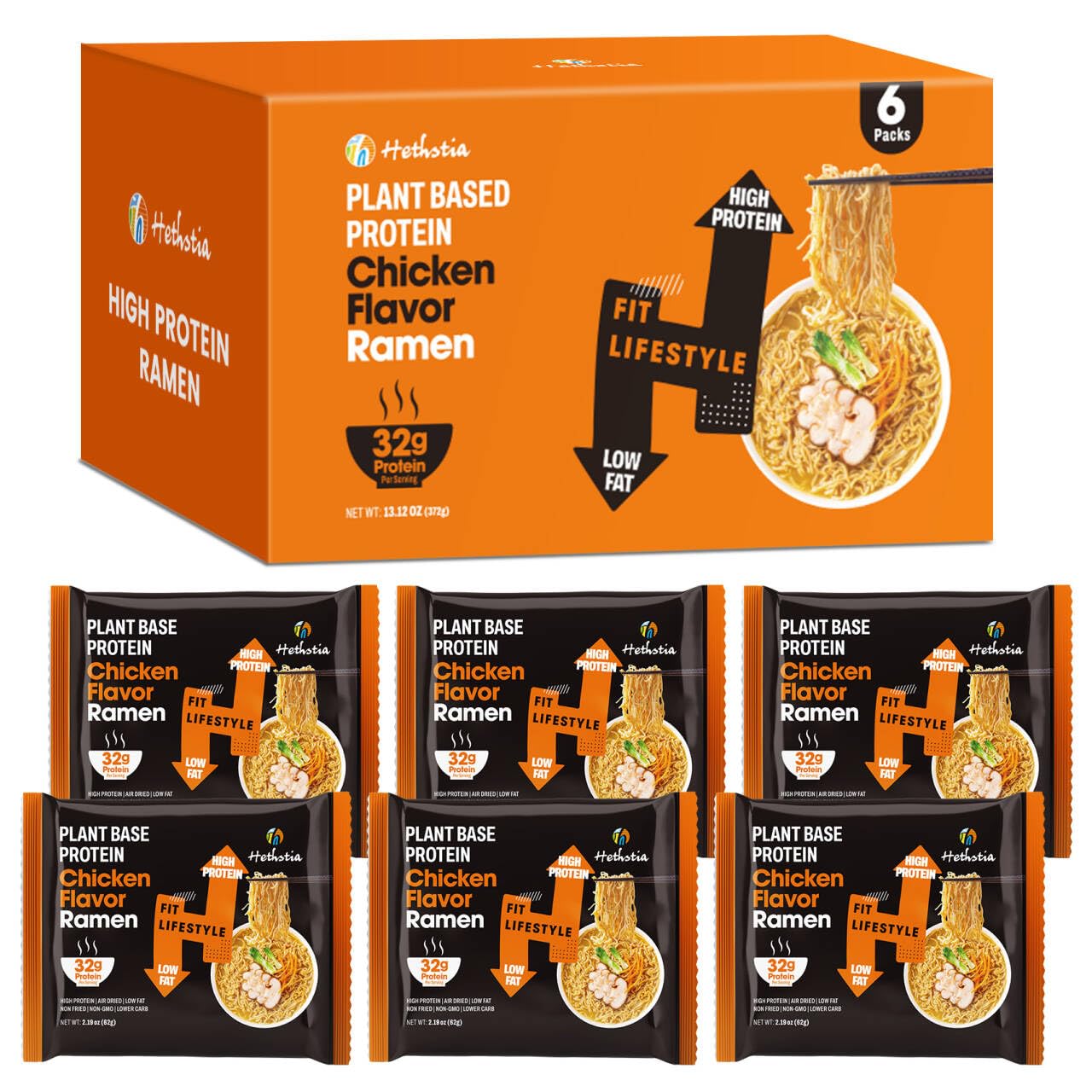 Amazon.com : Hethstia High Protein Ramen Soup– 6 Pack Instant