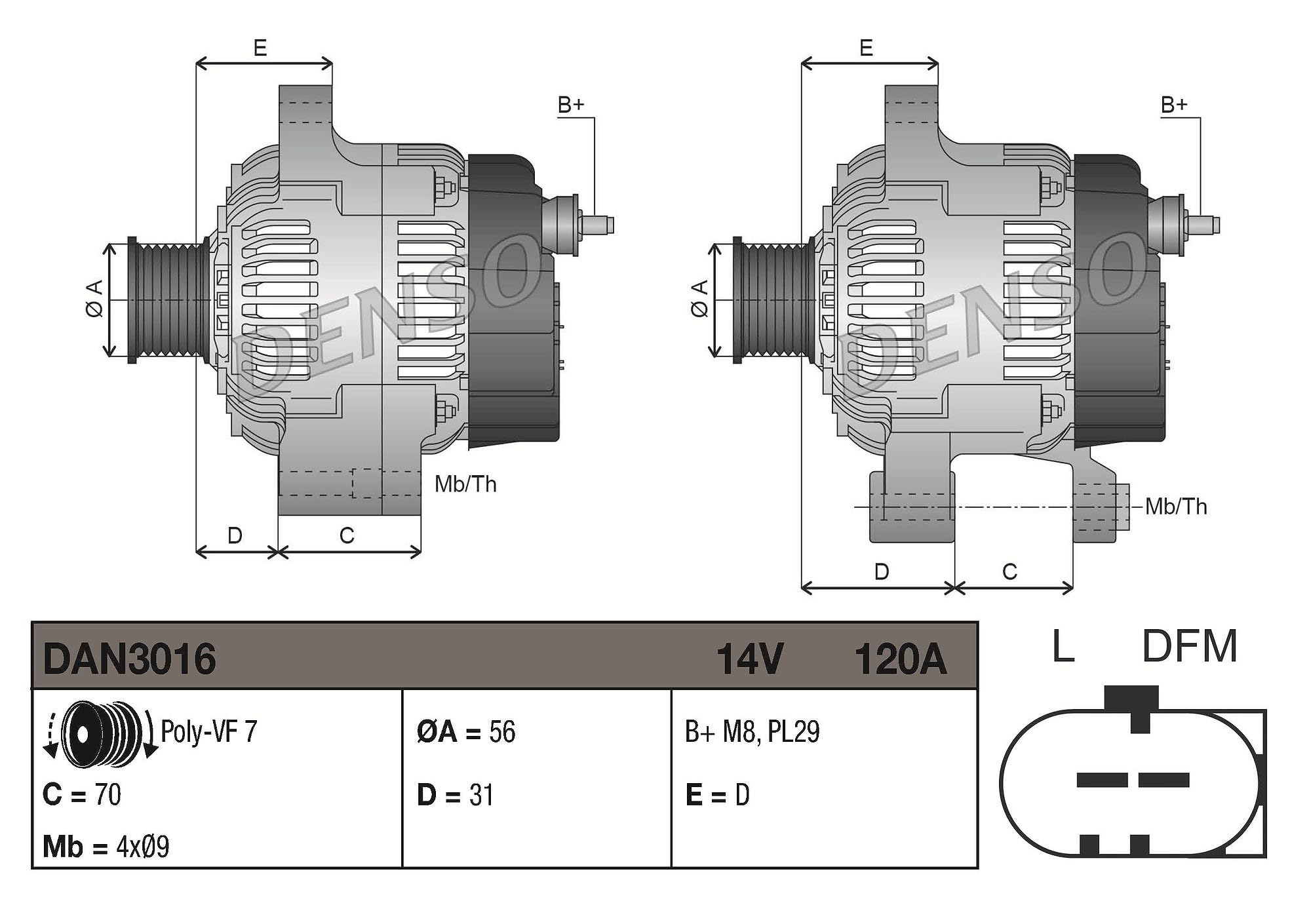 DENSO Alternatore DAN3016