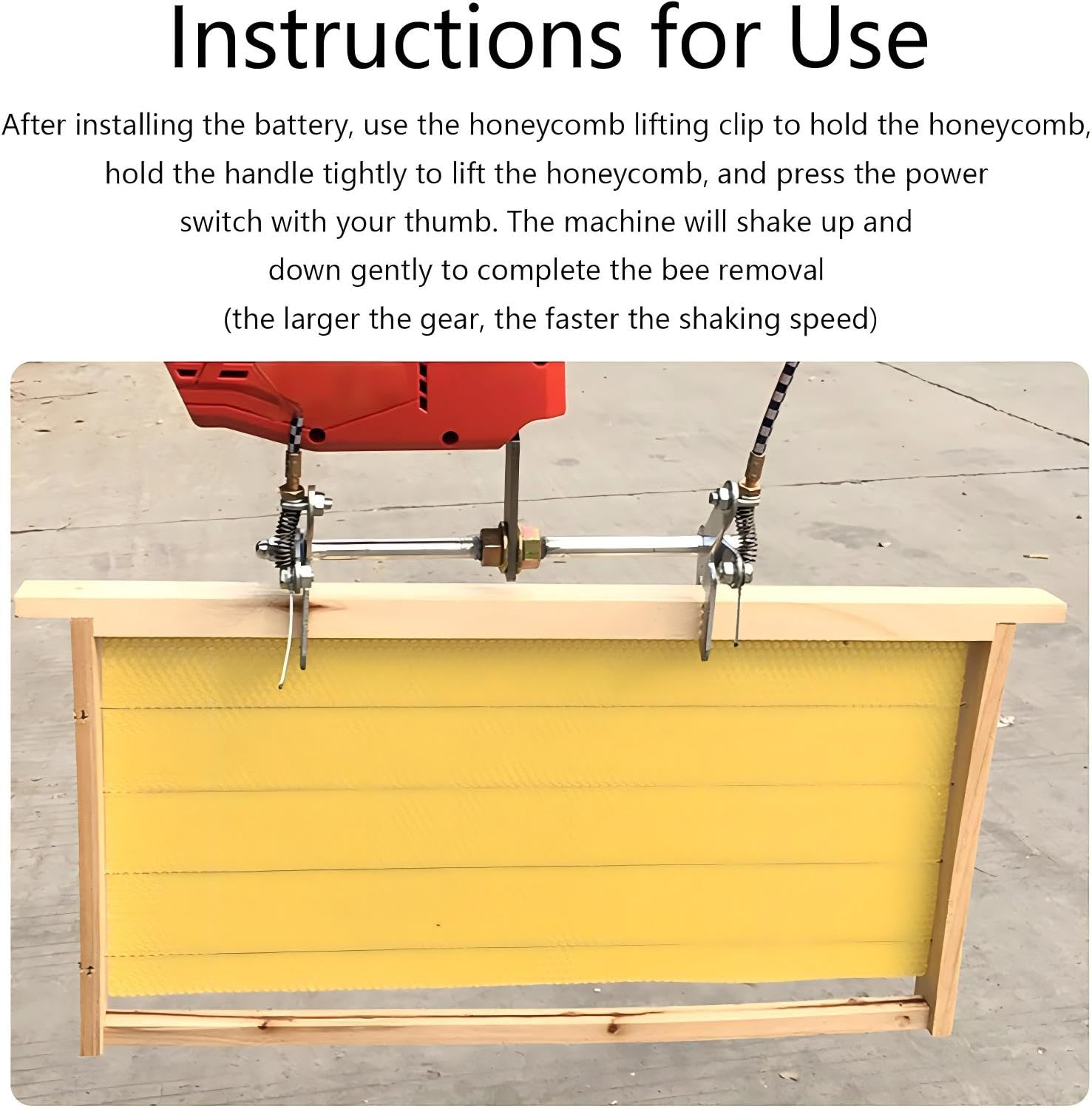 Removedor de abejas eléctrico, abrazadera inalámbrica para marco de apicultura, 4 ajustes de velocidad, herramienta eléctrica recargable para apicultores, ideal para granjas de abejas melíferas