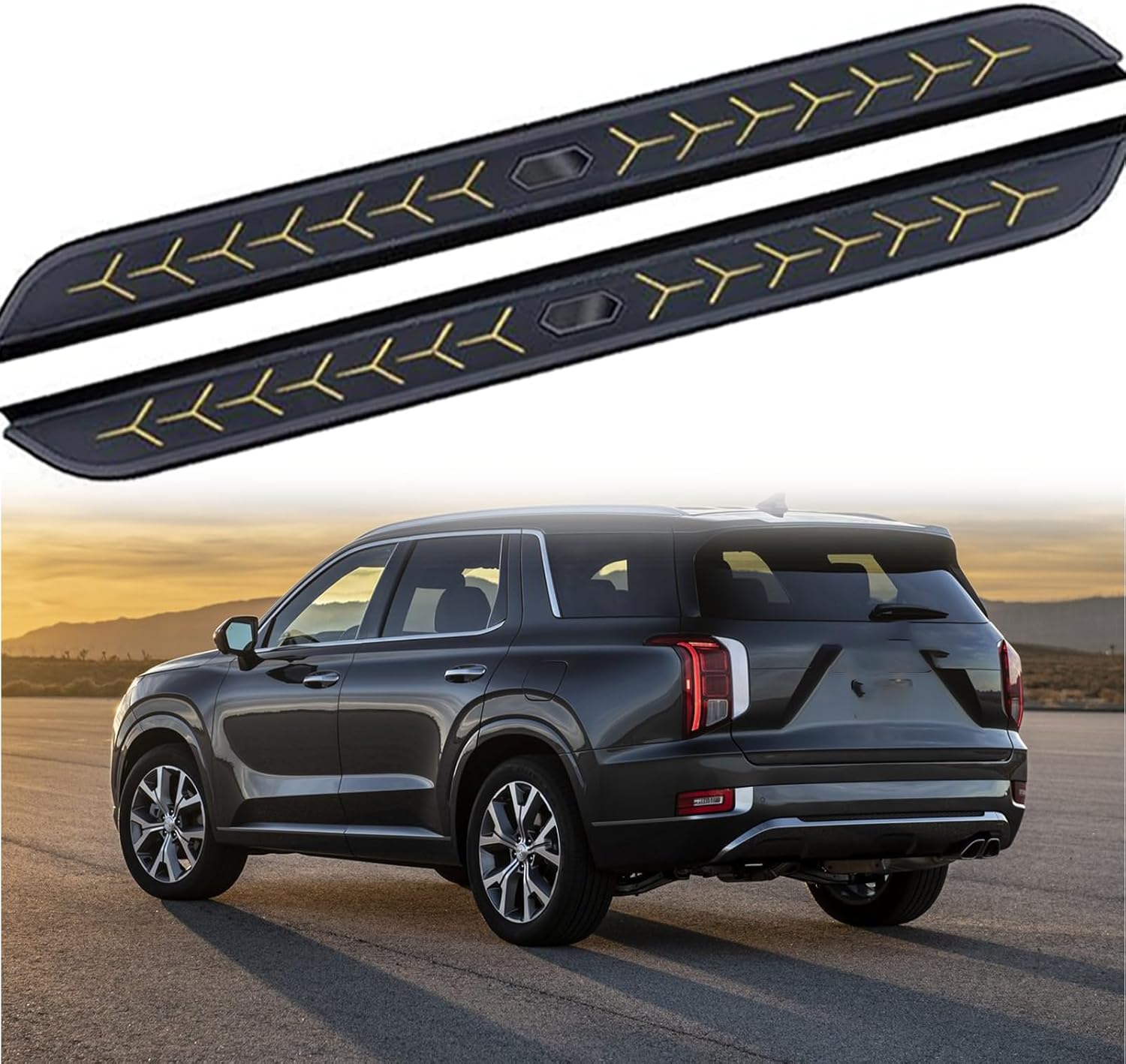 2 PCS Running Boards Fits for H Palisade 2019 2020 2021 2022 2023 Black Nerf Bar Side Steps