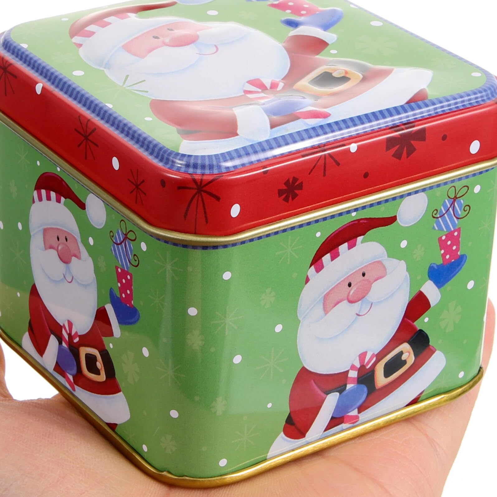 NUOBESTY Set da 6 Barattoli di Natale in Metallo Scatole per Biscotti e Caramelle Natalizie Contenitori Metallici Resistenti per Dolcetti Confezione Regalo Portatile per Feste di Natale
