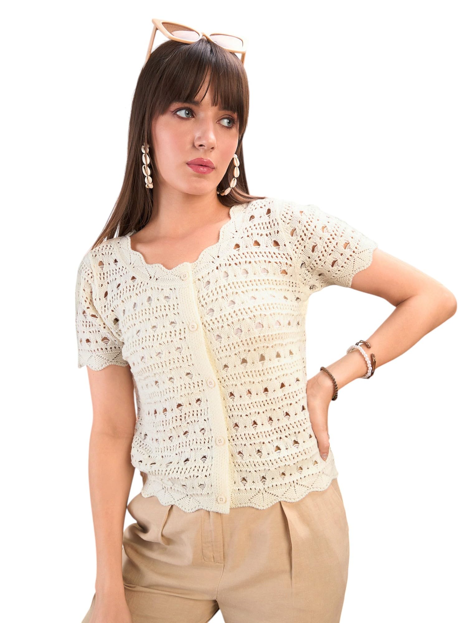 sassafras Round Neck Crochet Top-picture-44