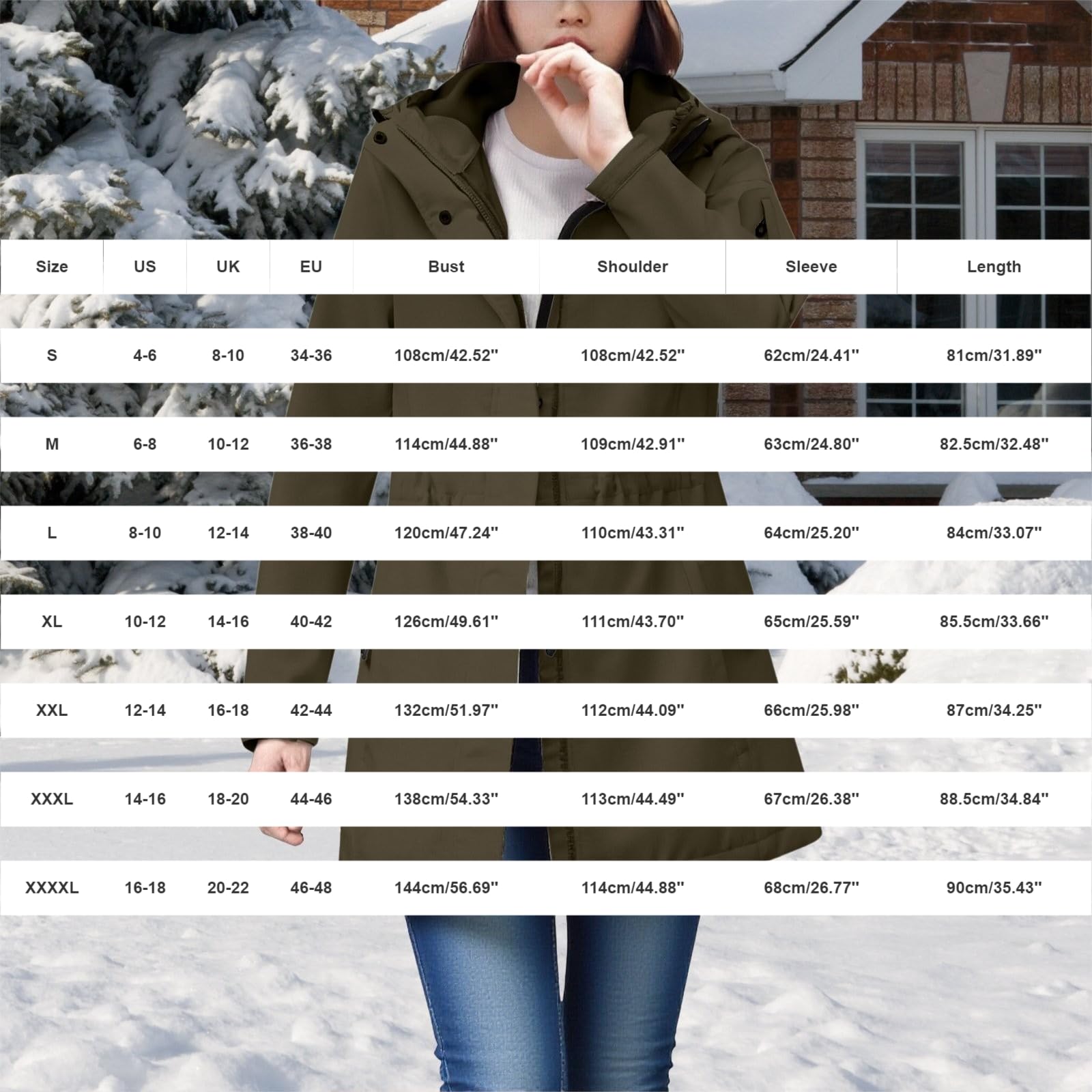 Generisch Parka impermeabile da donna, taglie grandi, giacca antipioggia da donna, lunga, leggera, per le mezze stagioni, tinta unita, con cappuccio, elegante giacca primaverile, antivento, giacca a