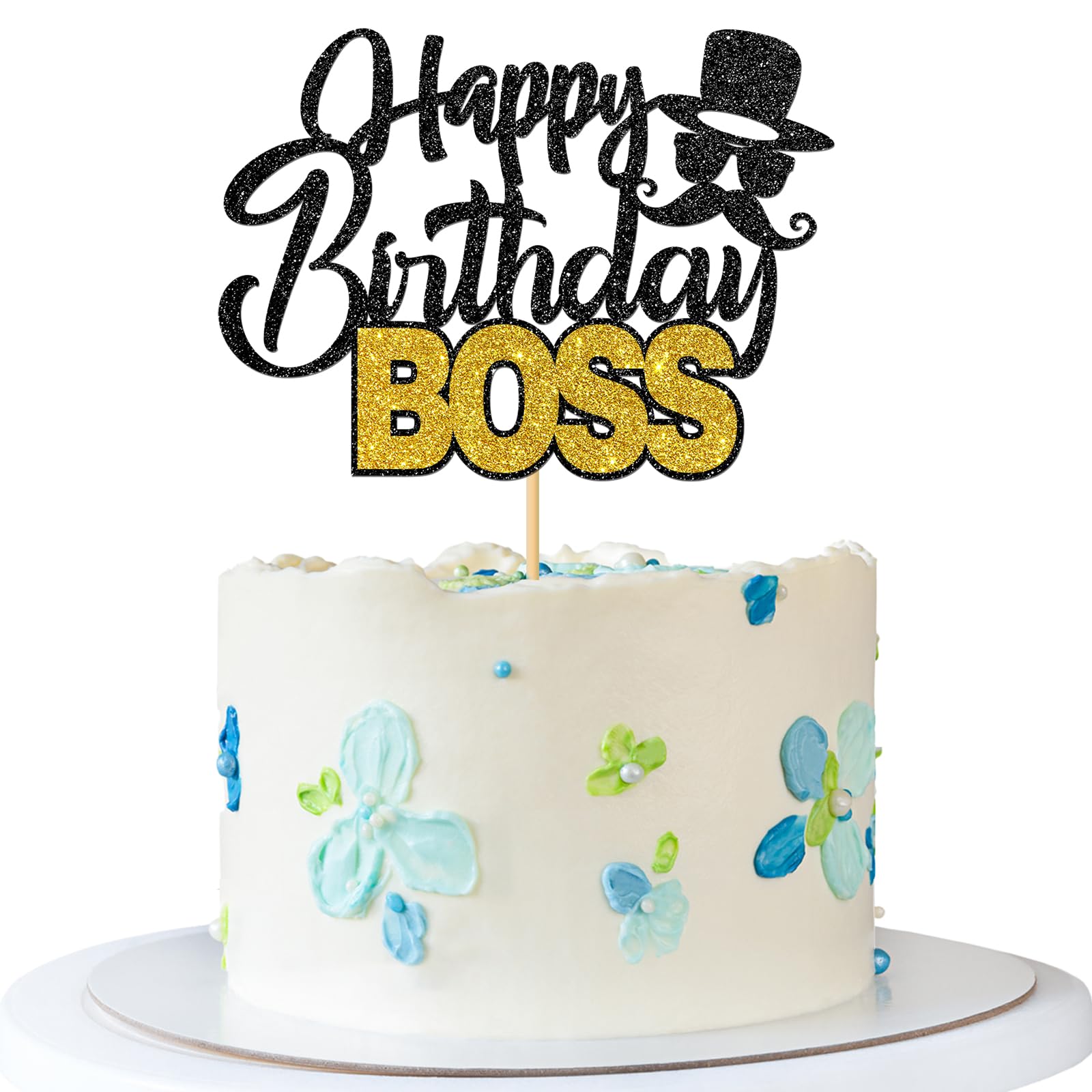 INNORU Boss Baby Tortenaufsatz | 1. Geburtstag | Babyparty Deko | Schwarz Glitzer