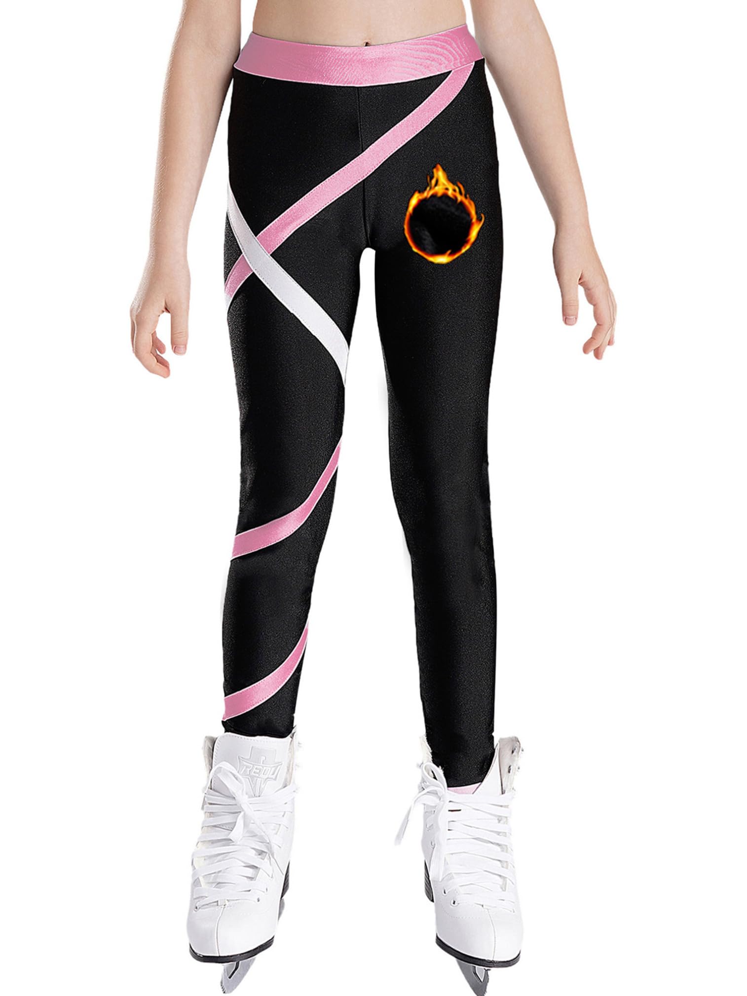 ranrann Ensemble Patinage Artistique Fille Veste Chaud Polaire avec Pantalon Collant Legging Tenue Patinage sur Glace Sport C Rose 11-12 ans