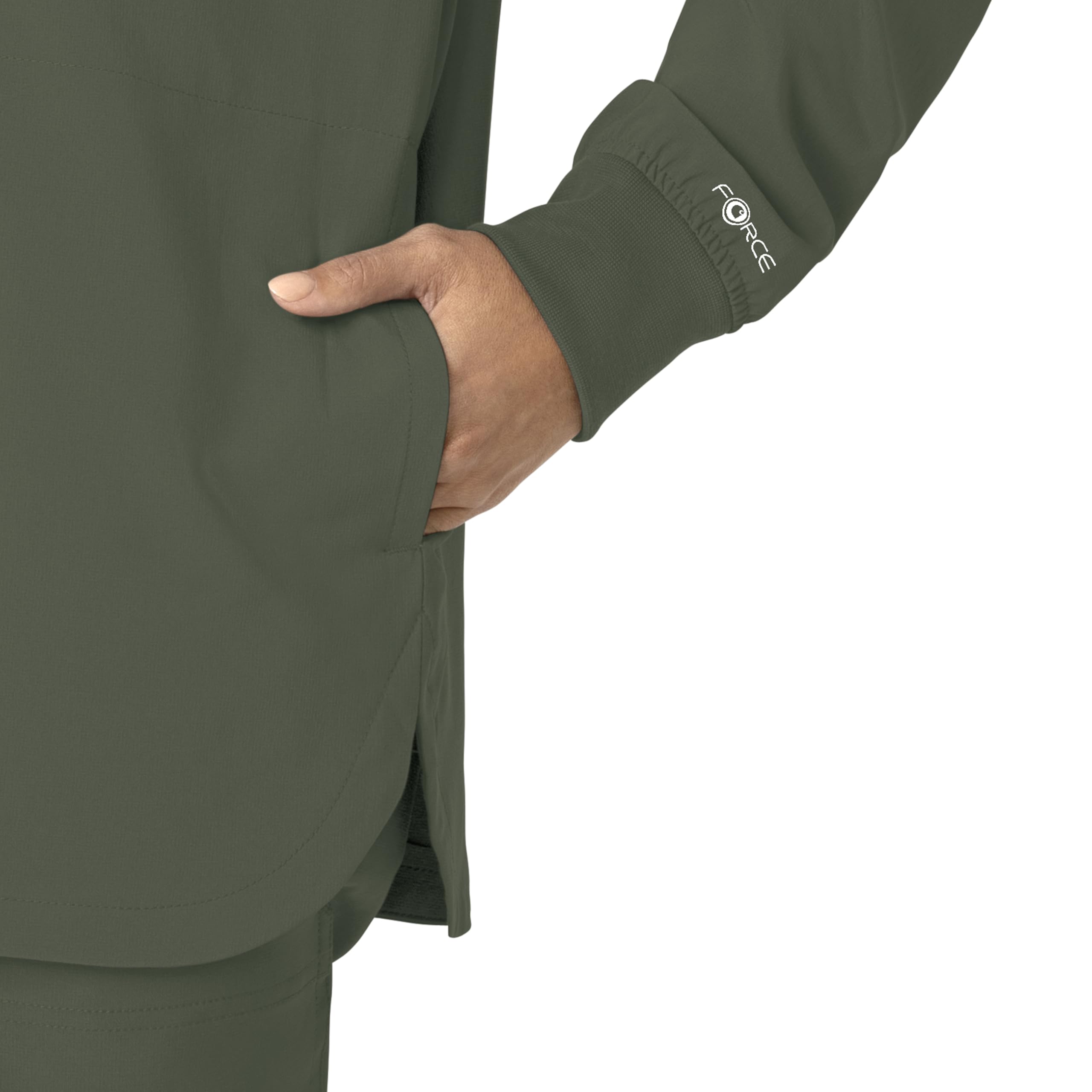 Carhartt Force Cross-Flex Scrubs for Women, Shirt Jacket - Olive, L