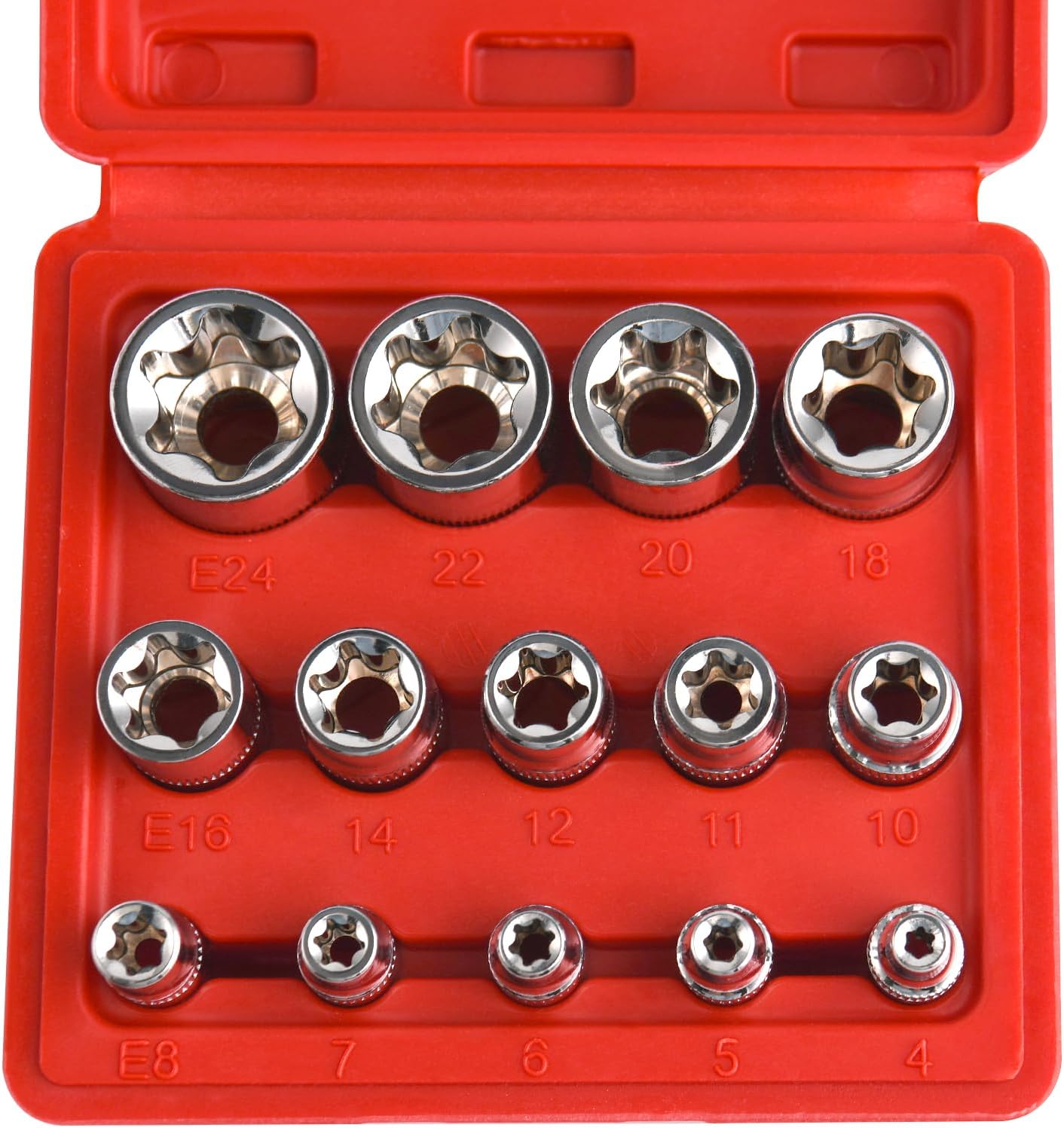 LEONTOOL 14-Piece E-TORX Socket Set E4-E24 Female External Star Socket ...