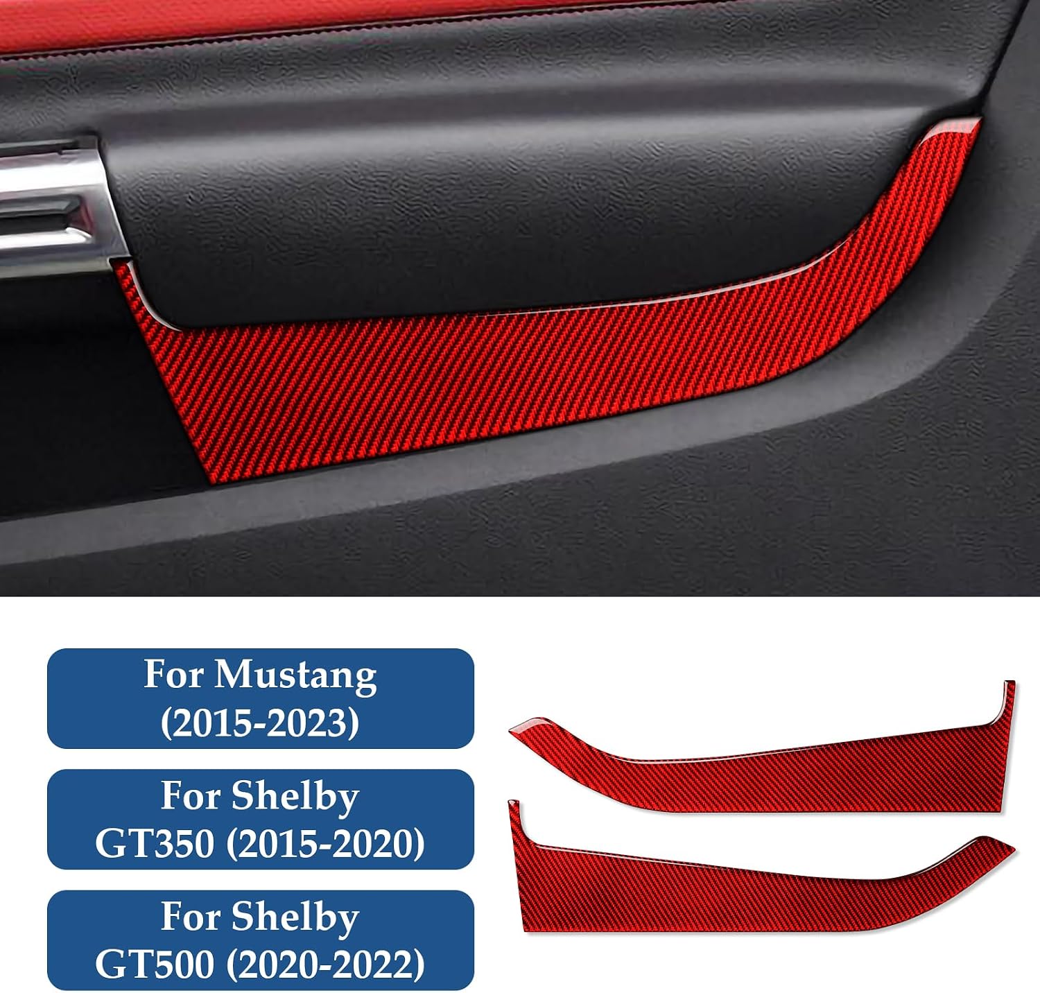 Car Front Door Panel Sticker Carbon Fiber Decal for Ford Mustang 2015 2016 2017 2018 2019 2020 2021 2022 2023 2024 Accessories