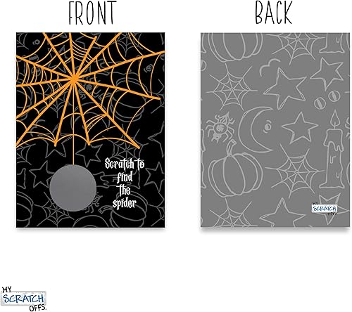 Miniatura 4 de My Scratch Offs Paquete de 50 tarjetas rasca de Halloween Find The Spider de 3 x 4 pulgadas, recuerdos de aula y tarjetas de juego de Halloween