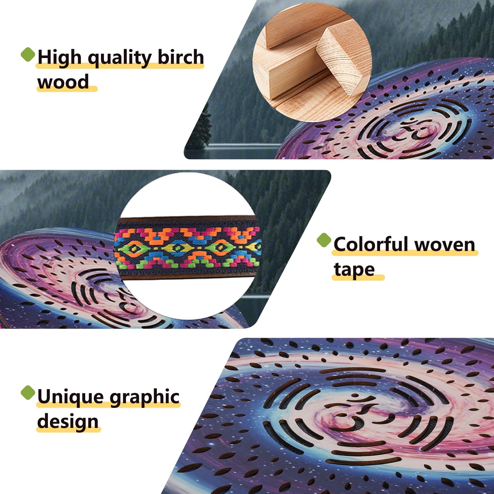 summvox 12 inch Wooden Ocean Drum,Sound Healing Wave Drum, Onomatopoeic Hand Drum, Pleasant sound Release Pressure, Gift For Yoga Meditation Performance Accompaniment Rain Falls Pattern