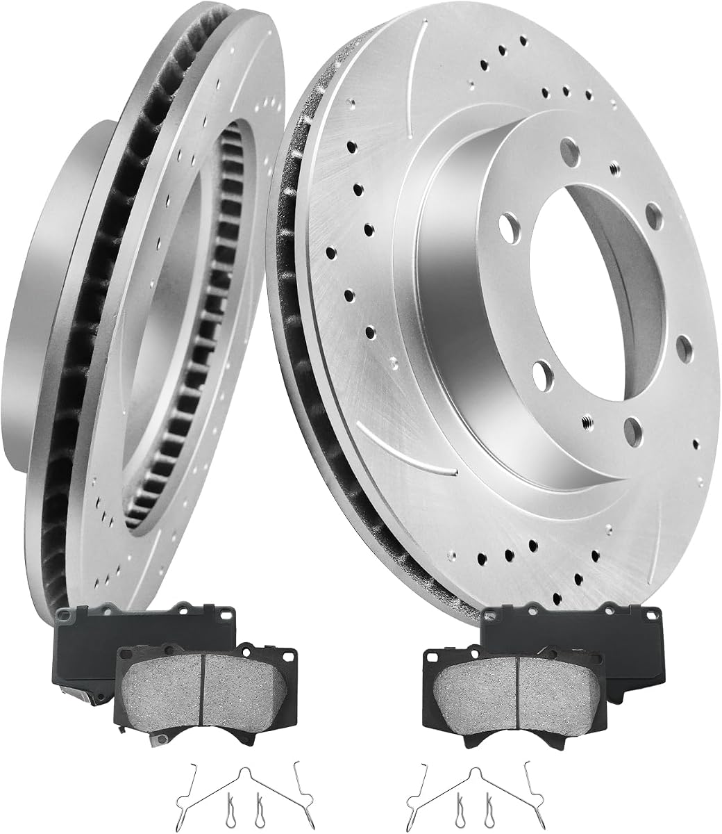MOTOREVO Front Brake Rotors Kit for Tacoma [2005-2023 6 Lug Wheels, Not for 5 Lugs],for 4Runner [2003-2009 Only (16" Wheels)]Anti-Rust Geomet Coated Brake Rotors [319mm 12.56in] Heavy-Duty Brakes Kit