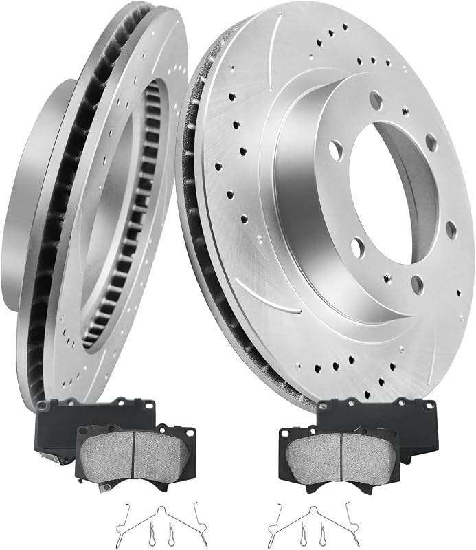 MOTOREVO Front Brake Rotors Kit for Tacoma [2005-2023 6 Lug Wheels, Not for 5 Lugs],for 4Runner [2003-2009 Only (16" Wheels)]Anti-Rust Geomet Coated Brake Rotors [319mm 12.56in] Heavy-Duty Brakes Kit